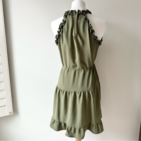 Gibsonlook Green Halter Ruffle Drawstring Waist Dress Size Small - Picture 5 of 11